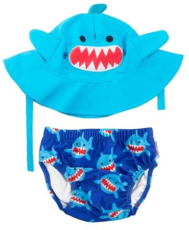 Zoocchini Costumino Contenitivo e Cappellino - Lavabile, Impermeabile, Protezione UPF 50+, 3-6 mesi