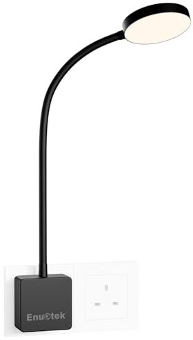 ENUOTEK Plug in LED Wall Light, 4W 350Lm Dimmable LED Swing Arm Black Wall Lamp, Plug and Play Bedside Reading Light with Touch Switch and Outlet Power Plug, Neutral White 4000K for Bedroom Lighting