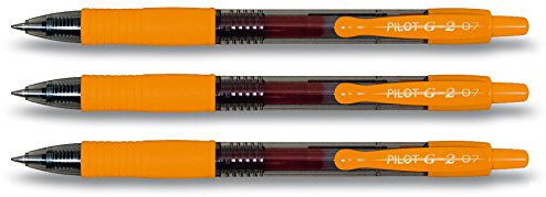 PILOT G2 Gelschreiber, einziehbar, Orange, 3 Stifte