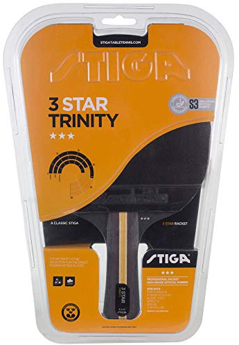 STIGA Trinity 3-Star Table Tennis Bat, Black/Red