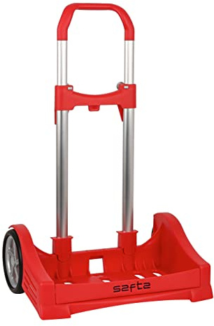 Safta Carro Evolution para Mochilas Escolares Plegable Ligero Resistente Diseño Único 400 x 280 x 850 mm, Rojo, 85cm