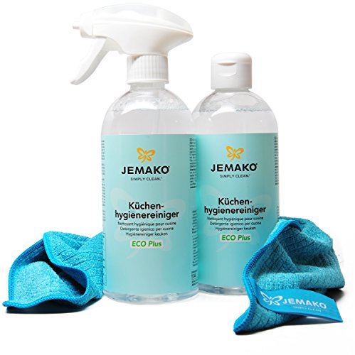 JEMAKO Küchen-Hygienereiniger, ECO Plus 500ml. inkl. Profituch und Schaumpumpe 1L (2 x 500ml)
