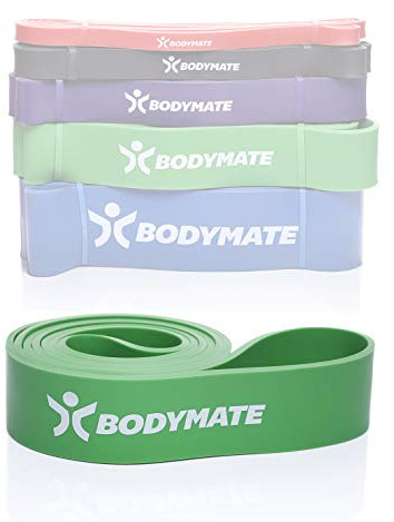 BODYMATE Fitnessband 208 cm, elastiskt motståndsband gjort av naturlig latex, tränar styrka, uthållighet, koordination, flexibilitet och mycket mer, för nybörjare och proffs