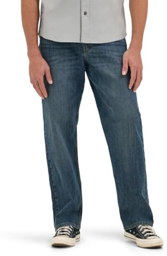 Wrangler Men's Free-to-Stretch Relaxed Fit Jean, Marine, 34W x 30L