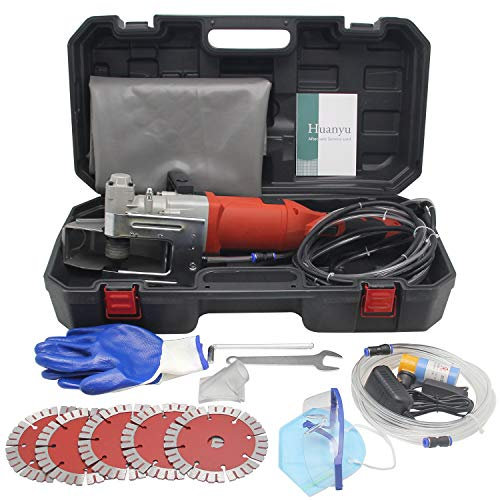 Huanyu Electric Wall Chaser Wall Grooving Machine 7500 RPM 4000W Wall Groove Slotting Machine 0 to 35 to 40 mm Depth Adjustable 360° Brick Concrete Cutter for Home Decoration/Construction (Option 2)