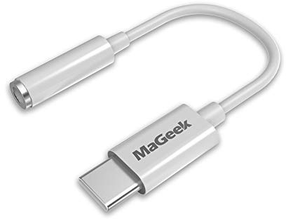 MaGeek® Adattatore USB-C a 3.5 mm AUX,Type C Connettore Tipo C Femmina Audio [96kHz/24bit Hi-Res DAC] per iPad Pro/Google Pixel/Pixel 2/3 / Samsung S10 S9 / Huawei P20 / P30 e altro (Bianca)