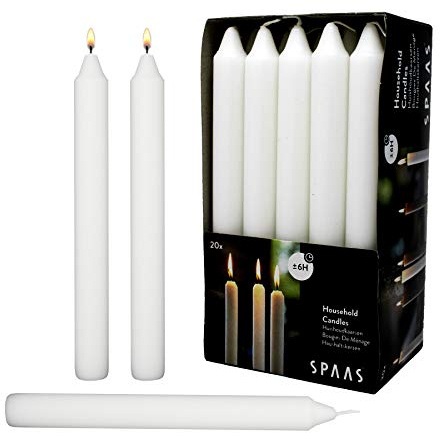 White Dinner Table Candles 7 Inch Tall Dripless Smokeless Unscented for Candlesticks 6 Hour Long Burning Candle Decorate Your Table Wedding and Christmas - Household Candle Stick 20 Pack