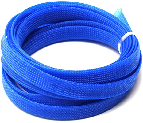 Aicosineg Wire Braided Protective Sleeve for Cable Split Power Cord Protection Flame Retardant Cable Manage Blue 5/9inch 16ft 1Pcs