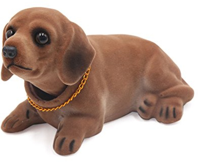 Ruilogod Brown Dachshund Shaped Shaking Head Nodding Dog Decoration for Car Dashboard (id: bb0 e0d c3f 95f e0c