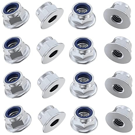TERF® M12 Flansch-Nylon-Einsatz, selbstsichernde Mutter, Flügelmuttern, M12 (12 mm), Flansch, Nyloc-Einsatz, Sechskant-Sicherungsmuttern, Stahl, 10 Stück