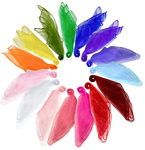 Wonwood_direct Quadrati di Sciarpe da Giocoleria per la Danza Sciarpe Colorate di Chiffon 60x60cm Sciarpe per l'asilo, per i Bambini, per Le attività di Festa, per Le Decorazioni (15 Colori)