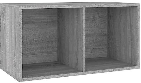 Bussandri Exclusive - Schallplatten-Box Grau Sonoma 71x34x36cm Holzwerkstoff