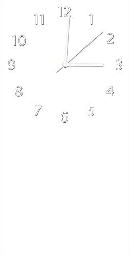 Wallario Design-Wanduhr Weiß aus Glas, Motiv-Uhr Größe 30 x 60 cm, weiße Zeiger
