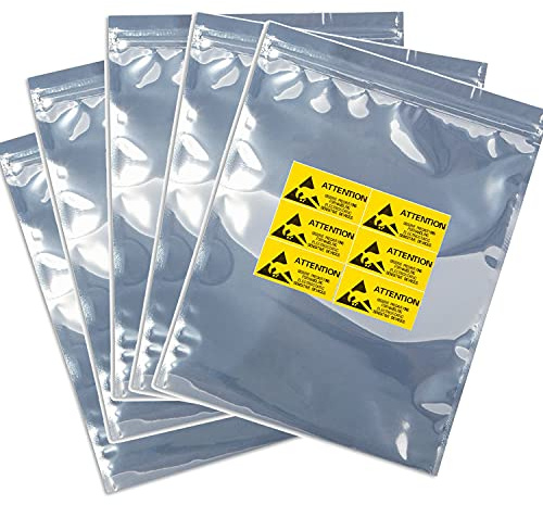 KUKUBAGS 29pcs 11x15 inch Anti Static Bag with 29pcs Antistatic Labels, Static Free Bag for Electronics, Large Resealable Non Static Bags for Most of Computer Accessories