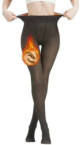 Toes Home Collant Plaire Femme Effet Transparent, Collants Thermique Chauds pour Femmes Collant Épais et Chaud leggings d'hiver en Plein Air Faux Translucide Noir 1 Paire