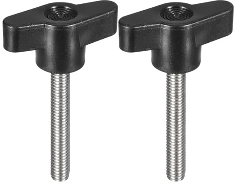 sourcing map Klemmschraubenknauf, M6 x 40 mm, 304 Edelstahl, T-förmige Rändelschrauben, Griff für schnelles Entfernen des Handfestziehknaufs, 2 Stück