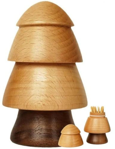 Bemvp Zahnstocherhalter Aus Holz, Baumförmig, Zahnstocherbox, Zahnstocherspender, Küchenaufbewahrungsbehälter, Weihnachtstischdekoration