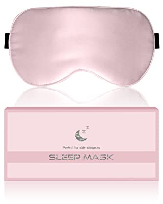 Aosun Maschera per dormire sul fianco, 22 mm, 100% seta di gelso biologica, ideale come regalo per donne e mamma, occhiali da notte con fascia regolabile per yoga, rosa