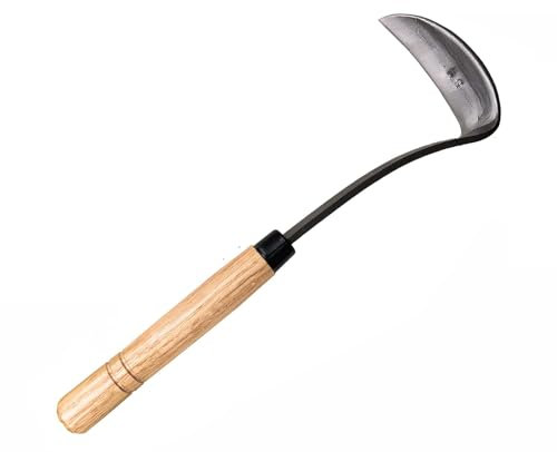 FINPAN Strumento da giardino giapponese- zappa a mano/falce di sicurezza è perfetto per diserbo e coltivazione (falce a collo di serpente)