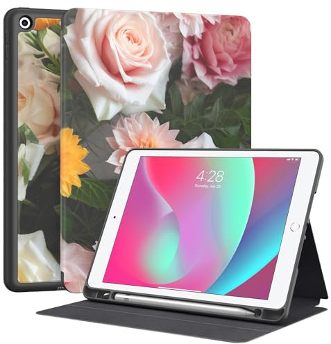 Supveco Schutzhülle für iPad 9. / 8. / 7. Generation 25,9 cm (10,2 Zoll) (Modell 2021/2020/2019) mit Stifthalter, Premium-Folio-Schutzhülle mit automatischer Wake/Sleep-Funktion, weiche TPU-Rückseite,
