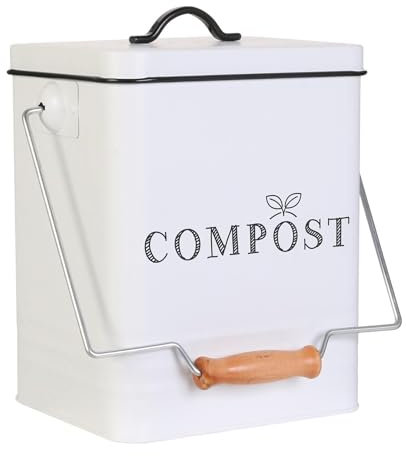Contenedor de compost 5 litros metal blanco