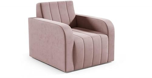 LIKMA Schmutziges Rosa OTTO Samt Sessel Wohnzimmer mit Armlehnen, Modern Relaxsessel 78x85x85 cm Komplett Montiert Schlafzimmer Armlehnensessel Polstersessel Velvet Armchair Stoff Jasmine 61