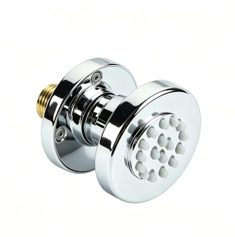Getto doccia in ottone massiccio, con doccetta rotonda per massaggi laterali, sistema spa, set doccia regolabile a parete girevole per massaggi (cromato)