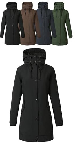 Covalliero - Damen Parka | Reitjacke mit Reitschlitz | warme Übergangsjacke mit hohem Kragen & 5 Taschen | wasserabweisende Winterjacke | Reitbekleidung in Black | Größe M