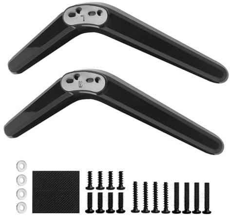 FunWorth Universeller Tv standfuss, Hochwertiger ABS TV Ständer für 27-55 Zoll, Stabil & Rutschfest, Einfache Montage,TV Standfuß Kompatibel mit Roku TCL XiaoMi Smart TV, Mit Schraubenset Gummipolster