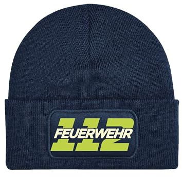 NIMAMA Mütze Beanie 112 Feuerwehr Wintermütze Statement Spruch Print Geschenk Unisex Strickmütze für Herren & Damen