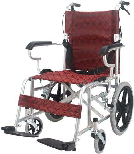 SXTYFBB Rollstuhl aus Kohlenstoffstahl, Transportrollstuhl, Leichtgewichtrollstuhl, ergonomische Rückenlehne mit Handbremse, manuelle Rollstuhlunterstützung, 220 lbs.99