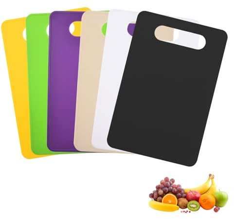 6 Pezzi Tagliere Plastica 29 X 19 cm Antiscivolo Tagliere da Cucina Plastica, Taglieri Cucina Antigraffio In Lavastoviglie Senza BPA, Antibatterici Colorati Taglieri per Frutta, Carne, Verdura