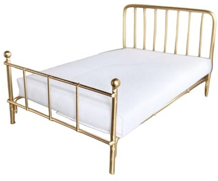 ＡＷＨＡＯ 1/12 Puppenhaus Bett, Puppenhaus Dekoration, Rustikal, DIY Puppenhaus Miniatur Bett, Miniatur Möbel für Puppenhaus Schlafzimmer, Diorama, Gold