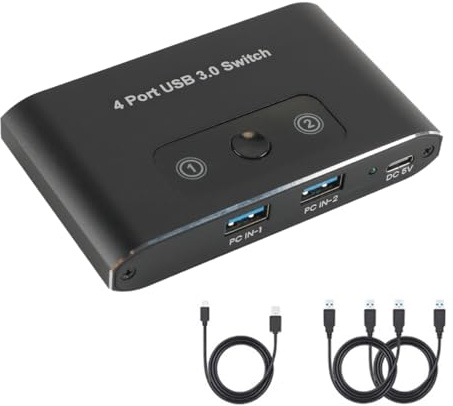 Nicear Conmutador USB Conmutador USB 2 Computadoras 4 Puertos 3.0 Caja De Conmutación KVM Para Ratón Teclado Escáner Impresora