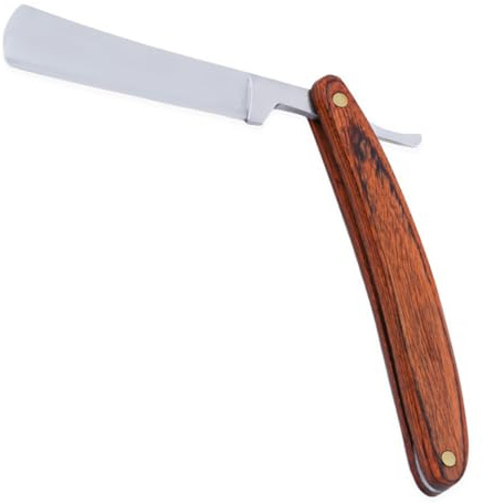 DEARMAMY Rasoir Vintage À Lame Droite Manche En Bois Rasoir De Barbier Homme Portable Pliable Pour Salon Et Usage Domestique Rasage Précis