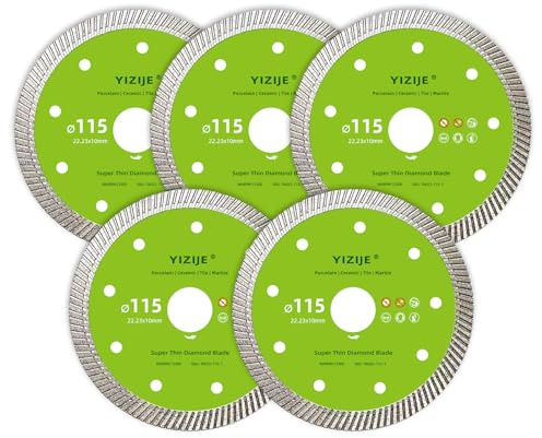 YIJIZE 5x Disque Diamant Céramique Extra Fin 115mm, Disques à Tronçonner Diamantés, pour Grès Cérame, Carrelage, Granit, Marbre