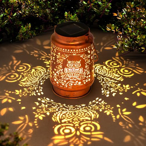 Eule Solarlaternen für draußen, wasserfeste Metall-Hängelichter für Garten, Terrasse, Hof, Weg, Rasen und Vordereingang – Perfekte Geburtstags- und Gartengeschenke für Frauen, Mütter & Großmütter