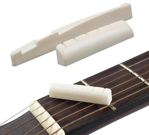 ZORVYN 2 Stück Buffalo Knochen Sattel Brücke Nut Steg Set Für klassisch Gitarren, Saiten Gitarrenteile (Rinderknochen)