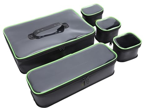 UPALDHOU Eva-Angeltaschen, 5 Stück/Set Salzwasser- und Süßwasser-Angeltaschen, Wasserdichter Aufbewahrungsorganisator mit Griff für Camping- und Outdoor-Aktivitäten