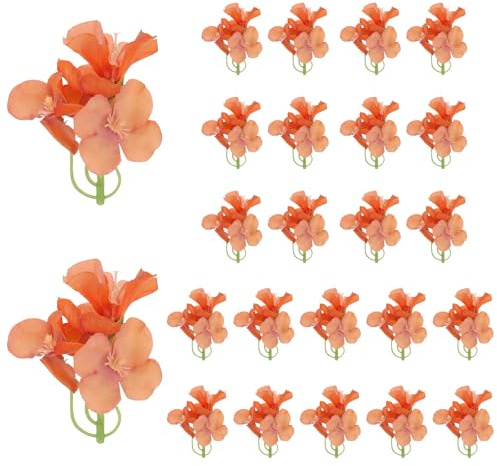 PATIKIL 24 Pezzi Fiori Di Orchidea Artificiale 8Cm Arancione Rosso