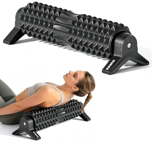 Fascia rulle med stativ och 3D-textur, massagerulle, träningsrulle, hårdskumrulle för helkroppsmassage, perfekt för yoga pilates fitness, ryggben och axlar muskelavslappning