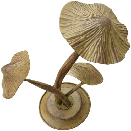 FUANA Decorazione da giardino in metallo a forma di fungo con design rustico in ferro verniciato marrone, resistente alle intemperie per esterni per patio artistico e prati