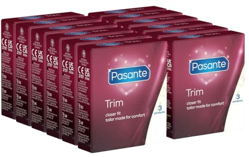 Pasante Kondome Extra Klein (36er Packung, Pasante Trim) extra schmale Condome Breite 49 mm S XS mit schlanker Passform für ein sicheres Gefühl