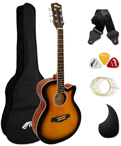 TIGER Akustikgitarre für Anfänger, kleiner Korpus, volle Größe, Sunburst