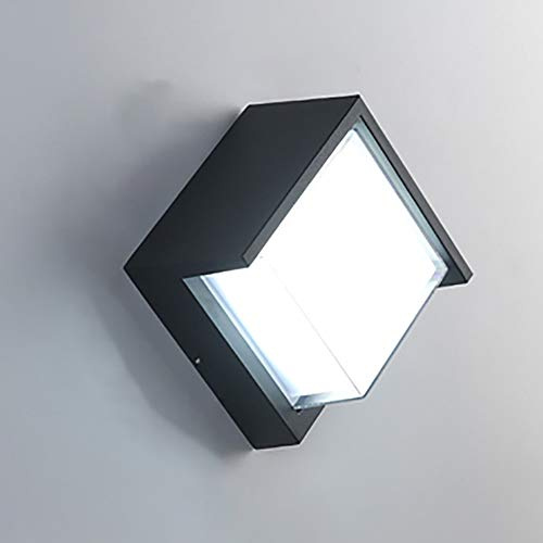 Mengjay Applique Murale Extérieur Moderne LED 12W Étanche IP65 En Aluminium Anthracite Eclairage Décoration Lumière Pour Cour Jardin Terrasse Proche Mur Pathway Patio Villa Couloir Blanc Froid