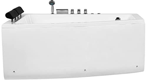 Luxus Whirlwanne Eckbadewanne Spa weiß rechts Doppelwanne mit Massage LED Serrana