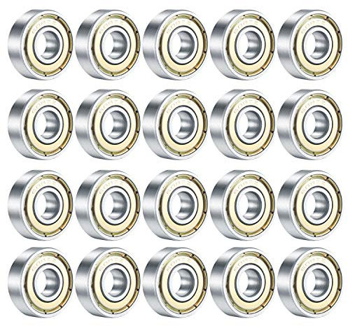 20 Pezzi 608 ZZ Cuscinetti a Sfera, Skateboard Cuscinetto a Sfera per Pattini Rollerblade Skateboard, Pattino Longboard Rullo, Cuscinetto Radiale a Sfere - 8 mm x 22 mm x 7 mm