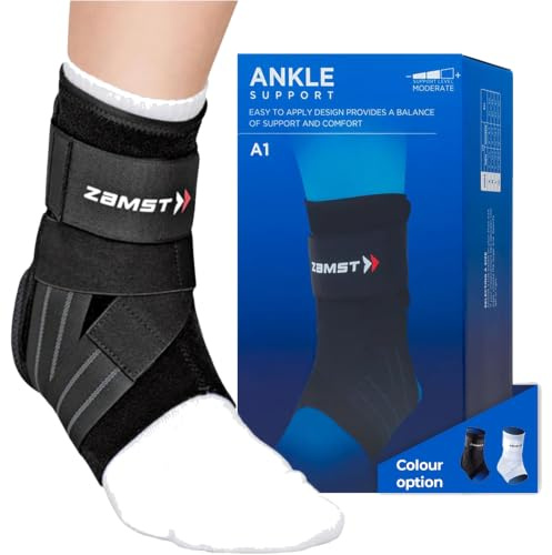 Zamst A1 Sprunggelenkbandage - Verstellbar gegen Umknicken bei Schweren Verstauchungen und Chronischer Instabilität - Bandage Fußgelenk, Ideal zum Sport - Anatomische Passform. (XL, Left)