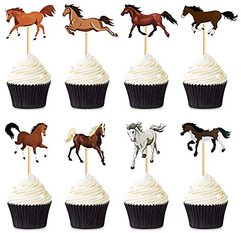 Unimall Global 32 Stück Kuchendeckel Picks 8 Arten Pferde Kuchendeckel Dekor Für Verlobungsfeier Party Abendessen Essen Dekoration Lieferungen, Mehrfarbig