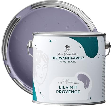 MissPompadour abwaschbare Wandfarbe Lila mit Provence 2,5L - hohe Deckkraft & Ergiebigkeit - matte, scheuerbeständige Innenfarbe - geruchsarm, wasserbasiert, atmungsaktiv - Die Nützliche